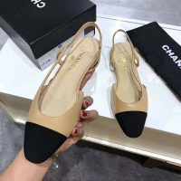 Chanel Women Slingbacks in Goatskin & Grosgrain-Sandy (1)