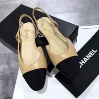 Chanel Women Slingbacks in Goatskin & Grosgrain-Sandy (1)