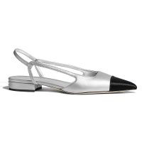 Chanel Women Slingbacks in Metallic Lambskin & Satin-Silver (1)