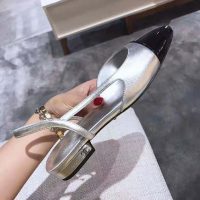 Chanel Women Slingbacks in Metallic Lambskin & Satin-Silver (1)