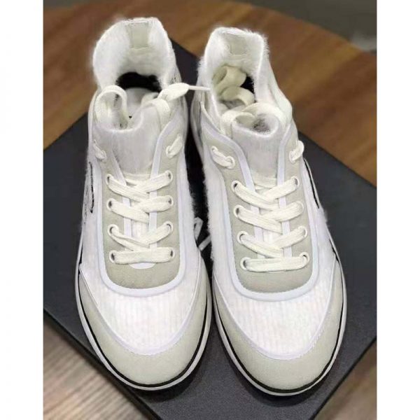 Chanel Women Velvet Calfskin & Mixed Fibers Sneakers-Grey (3)