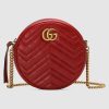 Gucci GG Women GG Marmont Mini Round Shoulder Bag in Matelassé Chevron Leather-Red