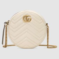 Gucci GG Women GG Marmont Mini Round Shoulder Bag in Matelassé Chevron Leather-Red
