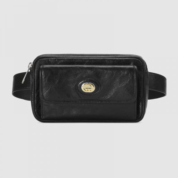 Gucci GG Men Leather Belt Bag in Black Soft Leather (8)