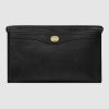 Gucci GG Men Pouch with Interlocking G in Black Soft Leather