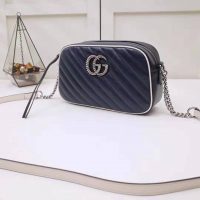 Gucci GG Women GG Marmont Matelassé Shoulder Bag in Blue Diagonal Matelassé Leather (1)