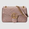 Gucci GG Women GG Marmont Medium Matelassé Shoulder Bag in Matelassé Chevron Leather-Pink