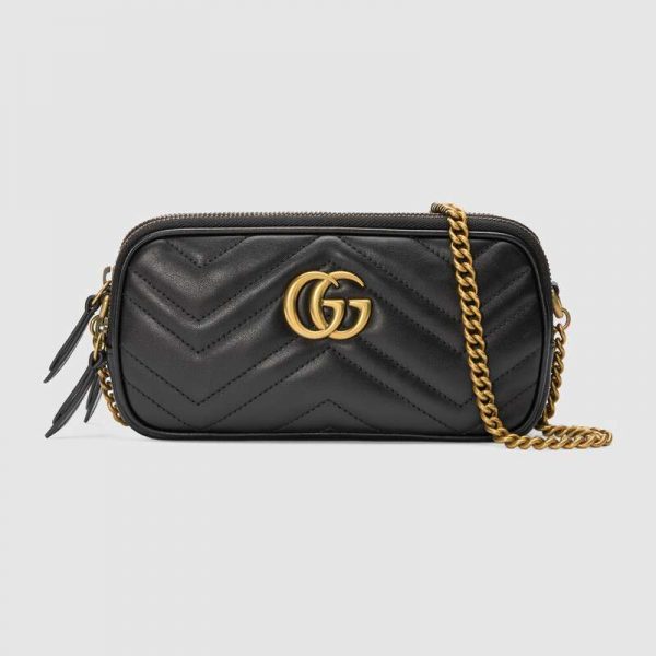 Gucci GG Women GG Marmont Mini Chain Bag in Matelassé Chevron Leather-Black (3)
