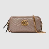 Gucci GG Women GG Marmont Mini Chain Bag in Matelassé Chevron Leather-Pink (1)