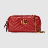 Gucci GG Women GG Marmont Mini Chain Bag in Matelassé Chevron Leather-Pink (1)