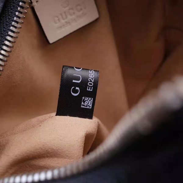 Gucci GG Women GG Marmont Mini Round Shoulder Bag in Blue Diagonal Matelassé Leather (10)