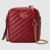 Gucci GG Women GG Marmont Mini Shoulder Bag in Red Matelassé Leather