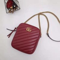 Gucci GG Women GG Marmont Mini Shoulder Bag in Red Matelassé Leather (1)