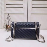 Gucci GG Women GG Marmont Small Shoulder Bag in Blue Diagonal Matelassé Leather (1)