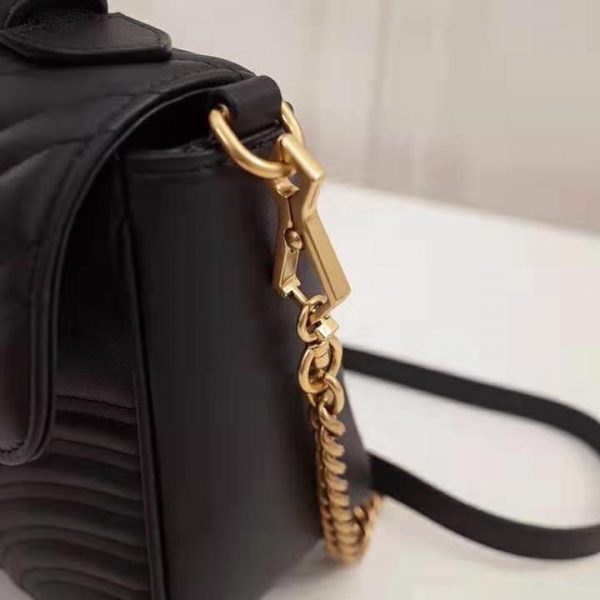 Gucci GG Women GG Marmont Small Top Handle Bag in Black Matelassé Chevron Leather (2)