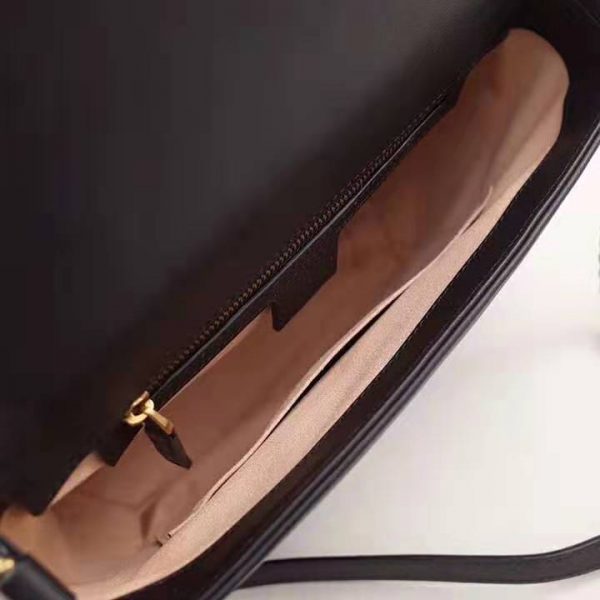 Gucci GG Women GG Marmont Small Top Handle Bag in Black Matelassé Chevron Leather (9)