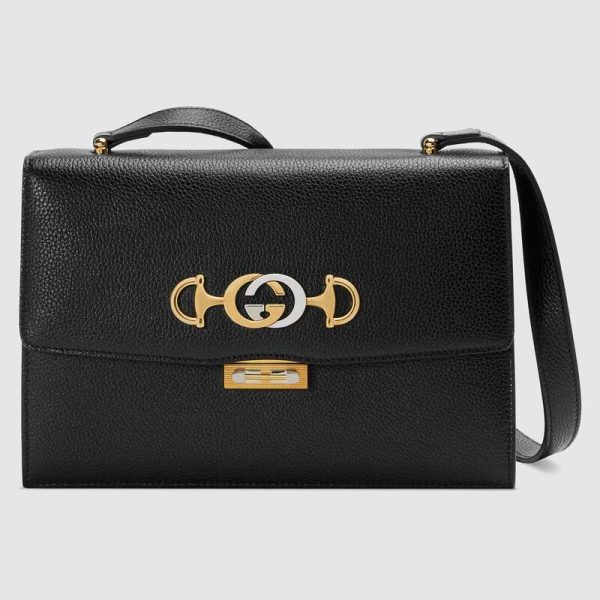 Gucci GG Women Gucci Zumi Grainy Leather Small Shoulder Bag-Black (1)