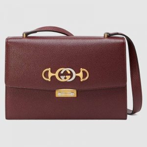 Gucci GG Women Gucci Zumi Grainy Leather Small Shoulder Bag-Maroon