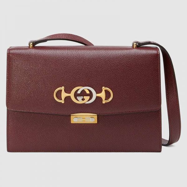 Gucci GG Women Gucci Zumi Grainy Leather Small Shoulder Bag-Maroon (1)