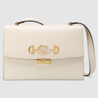 Gucci GG Women Gucci Zumi Grainy Leather Small Shoulder Bag-White (1)
