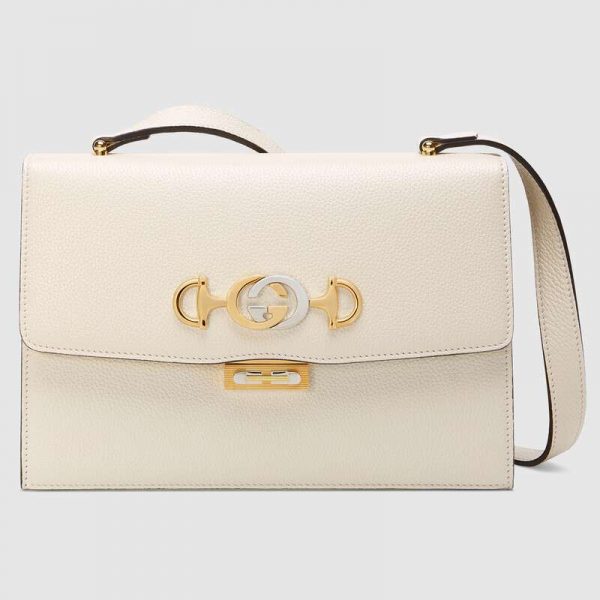 Gucci GG Women Gucci Zumi Grainy Leather Small Shoulder Bag-White (1)