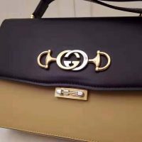 Gucci GG Women Gucci Zumi Smooth Leather Small Shoulder Bag in Black and Beige Smooth Leather (1)