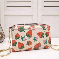 Gucci GG Women Gucci Zumi Strawberry Print Mini Bag in Gucci Strawberry Print Ivory Leather (1)