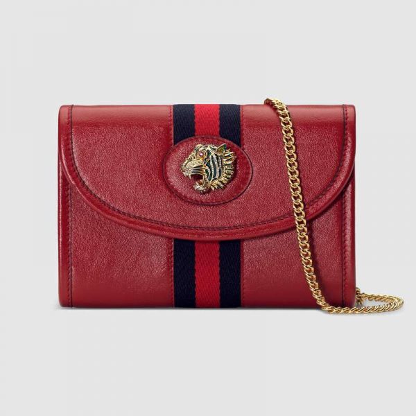 Gucci GG Women Rajah Mini Bag in Leather with a Vintage Effect-Red (1)