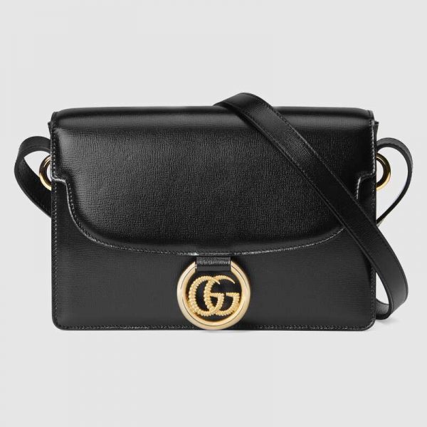 Gucci GG Women Small Leather Shoulder Bag in Textured Leather-Black (2)