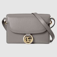 Gucci GG Women Small Leather Shoulder Bag in Textured Leather-Grey (2)
