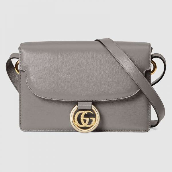 Gucci GG Women Small Leather Shoulder Bag in Textured Leather-Grey (2)