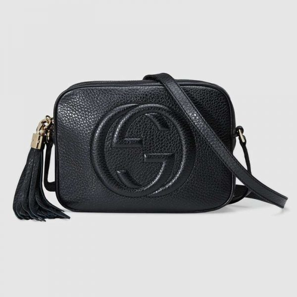 Gucci GG Women Soho Small Leather Disco Bag in Embossed Interlocking G-Black (1)