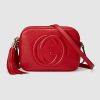 Gucci GG Women Soho Small Leather Disco Bag in Embossed Interlocking G-Red