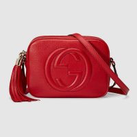 Gucci GG Women Soho Small Leather Disco Bag in Embossed Interlocking G-Red (1)