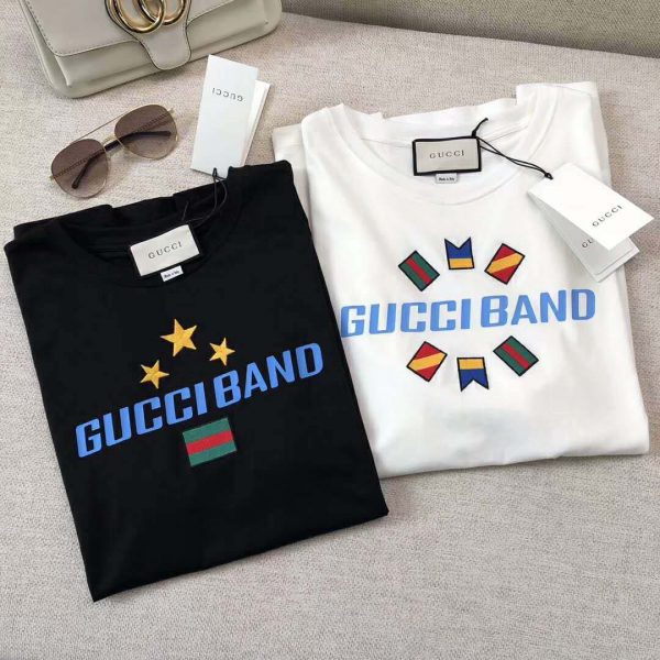 Gucci Men Gucci Band Oversize Print T-Shirt in White Cotton Jersey (2)