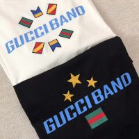 Gucci Men Gucci Band Oversize Print T-Shirt in White Cotton Jersey (1)