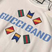 Gucci Men Gucci Band Oversize Print T-Shirt in White Cotton Jersey (1)