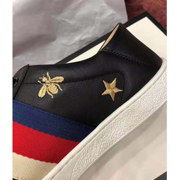 Gucci Men’s Ace Embroidered Sneaker in Black Leather with Bees and Stars (5)