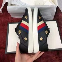 Gucci Men’s Ace Embroidered Sneaker in Black Leather with Bees and Stars (1)