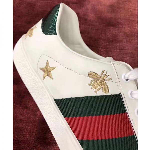 Gucci Men’s Ace Embroidered Sneaker in White Leather with Bees and Stars (5)