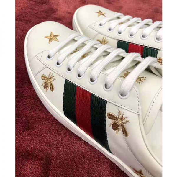 Gucci Men’s Ace Embroidered Sneaker in White Leather with Bees and Stars (9)