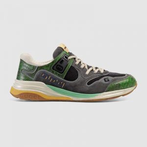 Gucci Men's Ultrapace Sneaker in Embroidered G Detail 3 cm Heel-Green