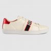 Gucci Unisex Ace Sneaker with Gucci Stripe in White Leather Rubber Sole