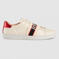 Gucci Unisex Ace Sneaker with Gucci Stripe in White Leather Rubber Sole (1)