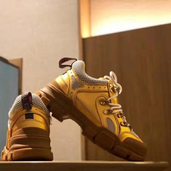 Gucci Unisex Flashtrek Sneaker in Gold Metallic Leather 5.6 cm Heel (3)