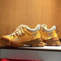 Gucci Unisex Flashtrek Sneaker in Gold Metallic Leather 5.6 cm Heel (1)
