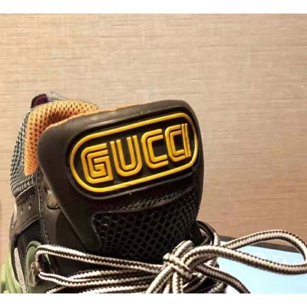 Gucci Unisex Flashtrek Sneaker in Green and Black Leather 5.6 cm Heel (5)