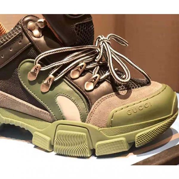 Gucci Unisex Flashtrek Sneaker in Green and Black Leather 5.6 cm Heel (6)
