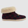 Gucci Unisex GG Wool Ankle Boot in Textured Fabrics-Navy