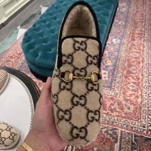 Gucci Unisex GG Wool Loafer in Beige and Ebony GG Wool (11)
